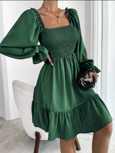 Load image into Gallery viewer, Smocked Square Neck Flounce Sleeve Dress

