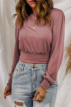 Load image into Gallery viewer, Smocked Cuff Long Sleeve Cropped Top
