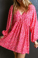 Load image into Gallery viewer, V-Neck Floral Print Long Sleeve Mini Dress
