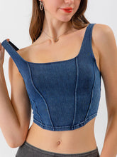 Load image into Gallery viewer, Cropped Denim Tank with Seam Detail
