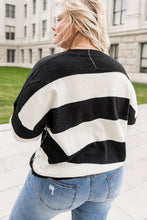 Load image into Gallery viewer, Plus Size Striped V-Neck Sweater
