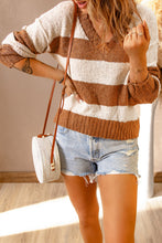Load image into Gallery viewer, Two-Tone Striped Rib-Knit Sweater
