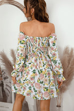Load image into Gallery viewer, Floral Flounce Sleeve Smocked Square Neck Dress
