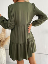 Load image into Gallery viewer, Buttoned Puff Sleeve Tiered Dress
