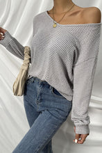 Load image into Gallery viewer, Waffle-Knit V-Neck Drop Shoulder Top

