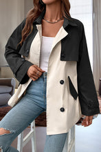 Load image into Gallery viewer, Contrast Color Button-Up Collared Neck Trench Coat
