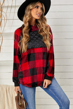 Load image into Gallery viewer, Plaid Raglan Sleeve Curved Hem Sweatshirt
