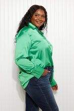 Load image into Gallery viewer, GeeGee New Love Full Size Satin Button Down Shirt
