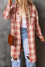 Load image into Gallery viewer, Plaid Button-Up Longline Shacket with Breast Pockets

