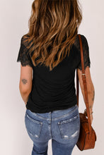 Load image into Gallery viewer, Spliced Lace V-Neck Tee Shirt
