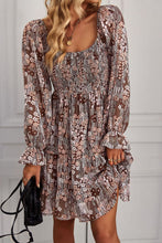 Load image into Gallery viewer, Floral Long Flounce Sleeve Square Neck Dress
