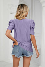 Load image into Gallery viewer, Eyelet Puff Sleeve Round Neck Blouse
