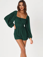 Load image into Gallery viewer, Tie Back Smocked Balloon Sleeve Romper
