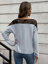 Load image into Gallery viewer, Lace Long Sleeve Round Neck Tee

