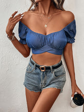 Load image into Gallery viewer, Ruched Off-Shoulder Cropped Blouse
