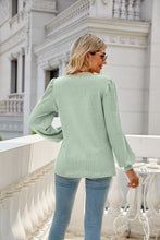 Load image into Gallery viewer, Waffle-Knit Puff Sleeve Square Neck Top
