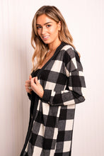 Load image into Gallery viewer, Heimish Full Size Plaid Open Front Dropped Shoulder Top
