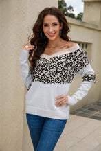 Load image into Gallery viewer, Leopard Color Block V-Neck Knit Pullover
