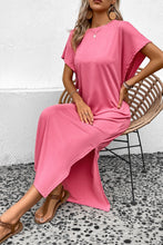 Load image into Gallery viewer, Round Neck Short Sleeve Side Slit Midi Dress
