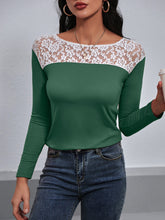 Load image into Gallery viewer, Lace Spliced Long Sleeve Tee
