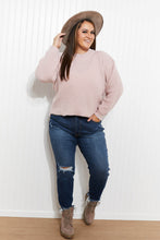 Load image into Gallery viewer, Heimish Losing Track Full Size Hem Detail Rib-Knit Sweater in Blush

