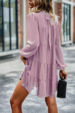 Load image into Gallery viewer, Tied Ruffle Collar Puff Sleeve Mini Dress
