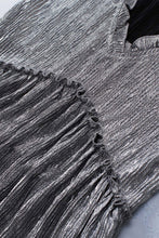 Load image into Gallery viewer, Frill Trim V-Neck Metallic Blouse
