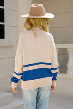 Load image into Gallery viewer, Striped Half-Zip Collared Sweater
