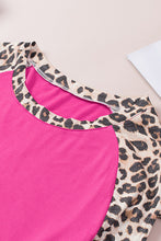 Load image into Gallery viewer, Plus Size Leopard Cutout Baseball Sleeve Top
