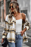 Plaid Brushed Button-Up Shirt Jacket