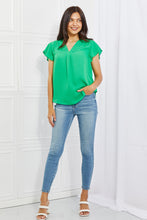 Load image into Gallery viewer, Sew In Love Just For You Full Size Short Ruffled Sleeve length Top in Green
