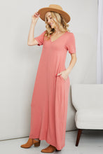 Load image into Gallery viewer, Zenana Full Size Short Sleeve V-Neck T-Shirt Dress with Pockets
