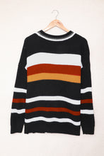 Load image into Gallery viewer, Striped Open Front Dropped Shoulder Longline Cardigan
