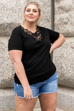 Load image into Gallery viewer, Plus Size Spliced Lace V-Neck Tee Shirt
