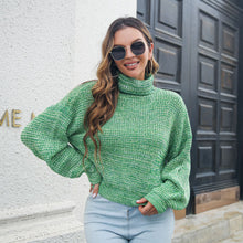 Load image into Gallery viewer, Heathered Balloon Sleeve Turtleneck Sweater
