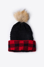 Load image into Gallery viewer, Plaid Pom-Pom Knit Beanie
