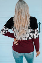Load image into Gallery viewer, Cow Print Color Block Long Sleeve Top
