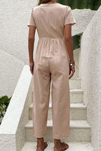 Load image into Gallery viewer, Short Puff Sleeve V-Neck Jumpsuit
