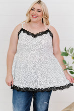 Load image into Gallery viewer, Plus Size Polka Dot Lace Trim Babydoll Cami
