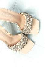 Load image into Gallery viewer, DELICACY Showstopper Braided Rhinestone Heel Slide in Nude
