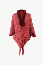 Load image into Gallery viewer, Heathered Dolman Sleeve Fringed Poncho
