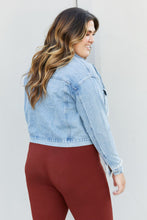 Load image into Gallery viewer, Andree by Unit Full Size Pearl Trim Cropped Denim Jacket
