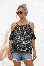 Load image into Gallery viewer, Printed Cold-Shoulder Frill Trim Blouse
