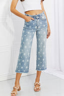 Judy Blue Full Size Parker Star Print Crop Straight Jeans