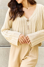 Load image into Gallery viewer, POL Hear Me Out Semi Cropped Ribbed Cardigan in Oatmeal
