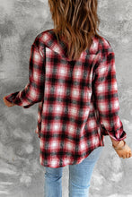 Load image into Gallery viewer, Plaid Curved Hem Button Down Shirt Jacket
