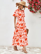 Load image into Gallery viewer, Floral Round Neck Tied Open Back Dress
