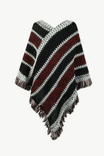 Load image into Gallery viewer, Heathered V-Neck Fringe Hem Poncho
