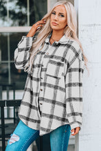 Load image into Gallery viewer, Plaid Curved Hem Dropped Shoulder Longline Shirt Jacket

