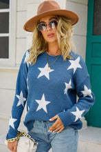 Load image into Gallery viewer, Star Pattern Dropped Shoulder Ribbed Trim Sweater
